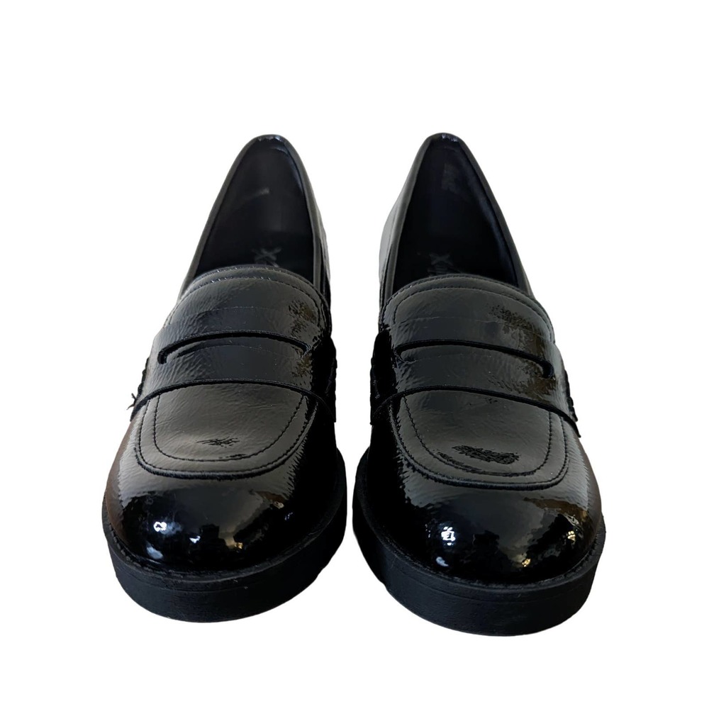 X APPEAL Amara Chunky Heel Oxford Loafer Lug Sole Patent Leather Black 7.5 - Picture 5 of 10